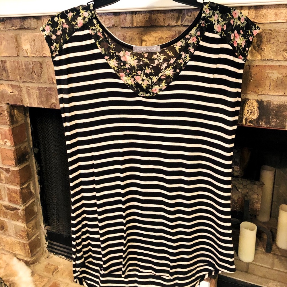 Loveappella Regena Mixed Material Knit Top